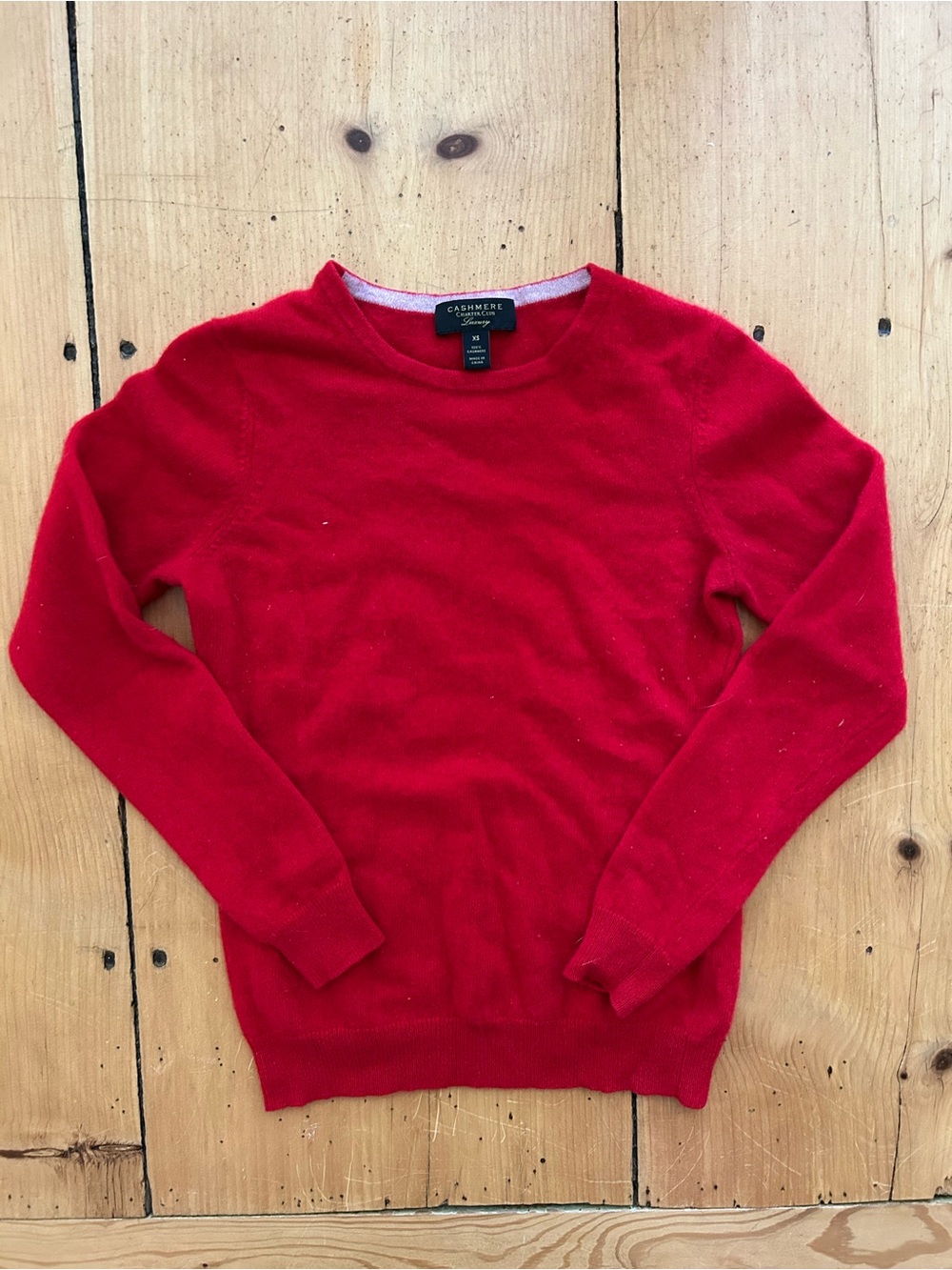 Charter Club Women's 100% Cashmere Crewneck Sweater - Bright Red